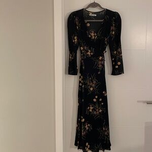 Reformation Wrap-Around Floral Long Sleeve Dress